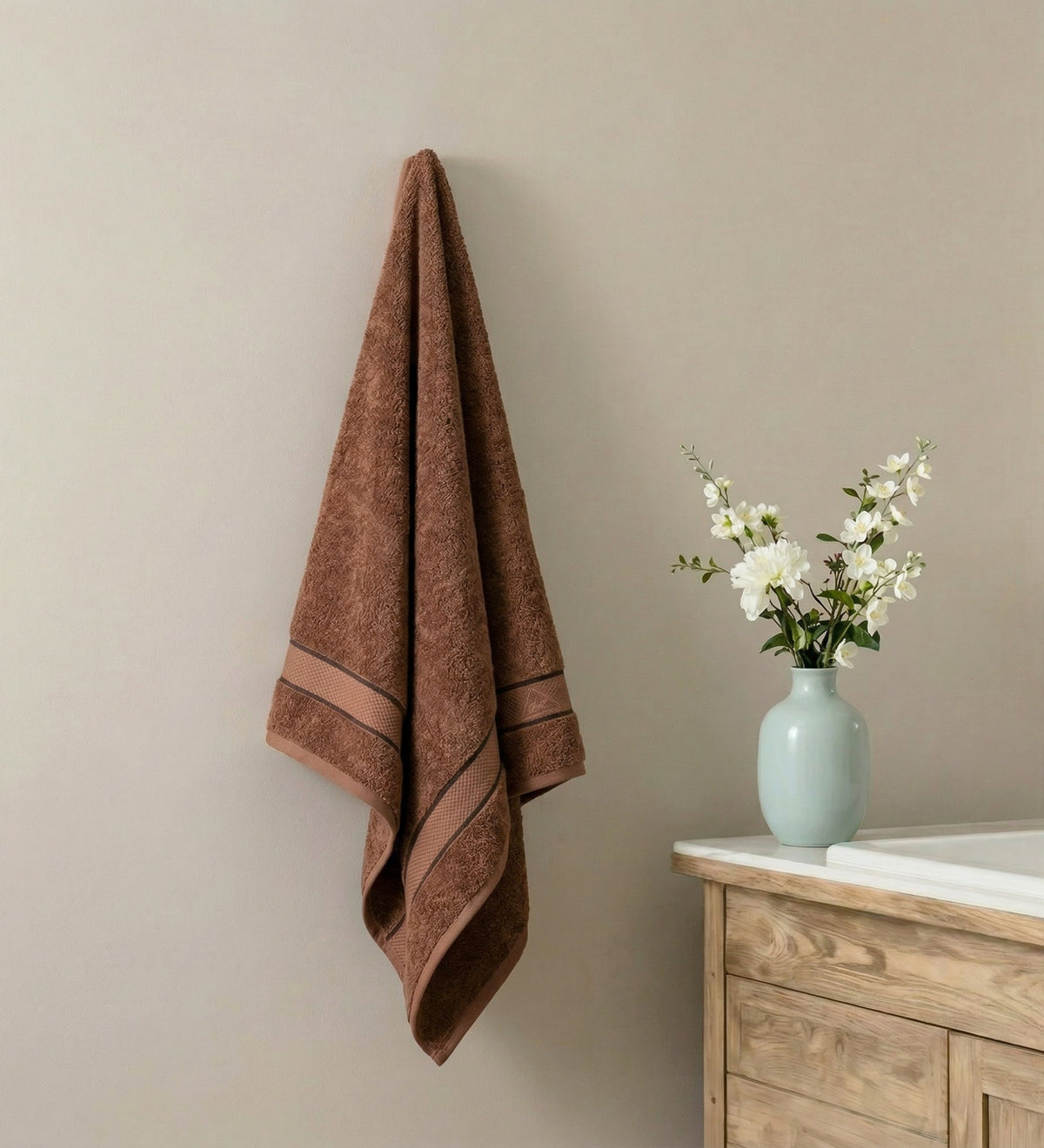 Camel Brown Pure Cotton Solid 450 GSM Bath Towel 1 Piece (Oasis Collection)