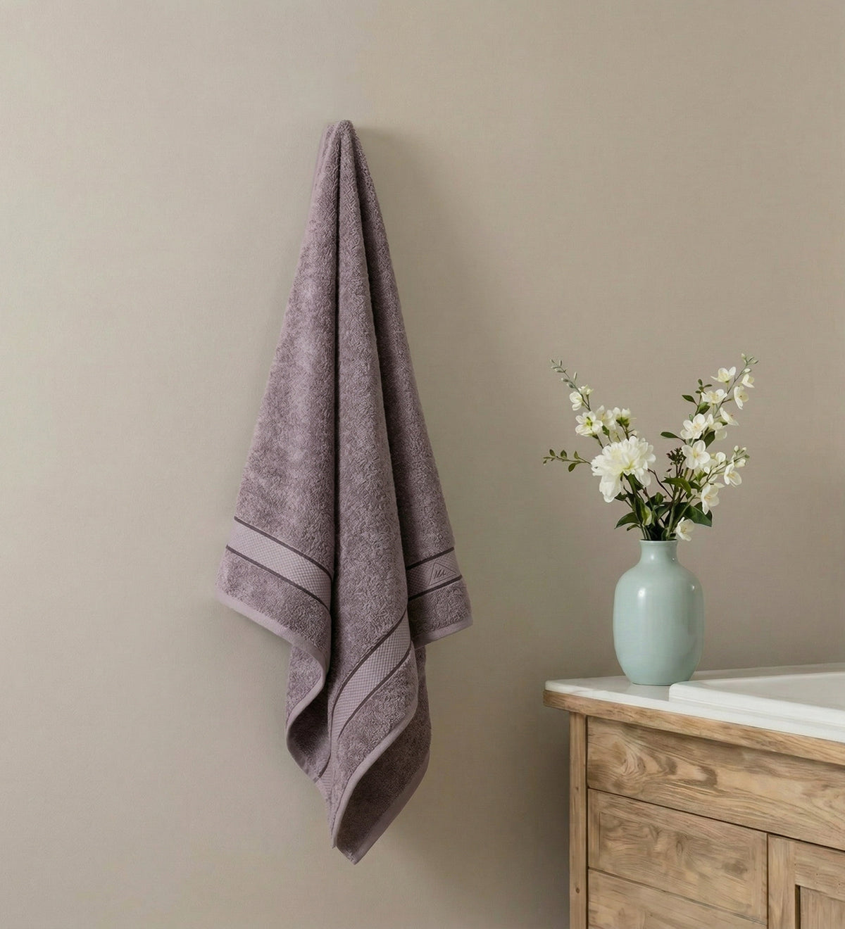Grey Pure Cotton Solid 450 GSM Bath Towel 1 Piece (Oasis Collection)