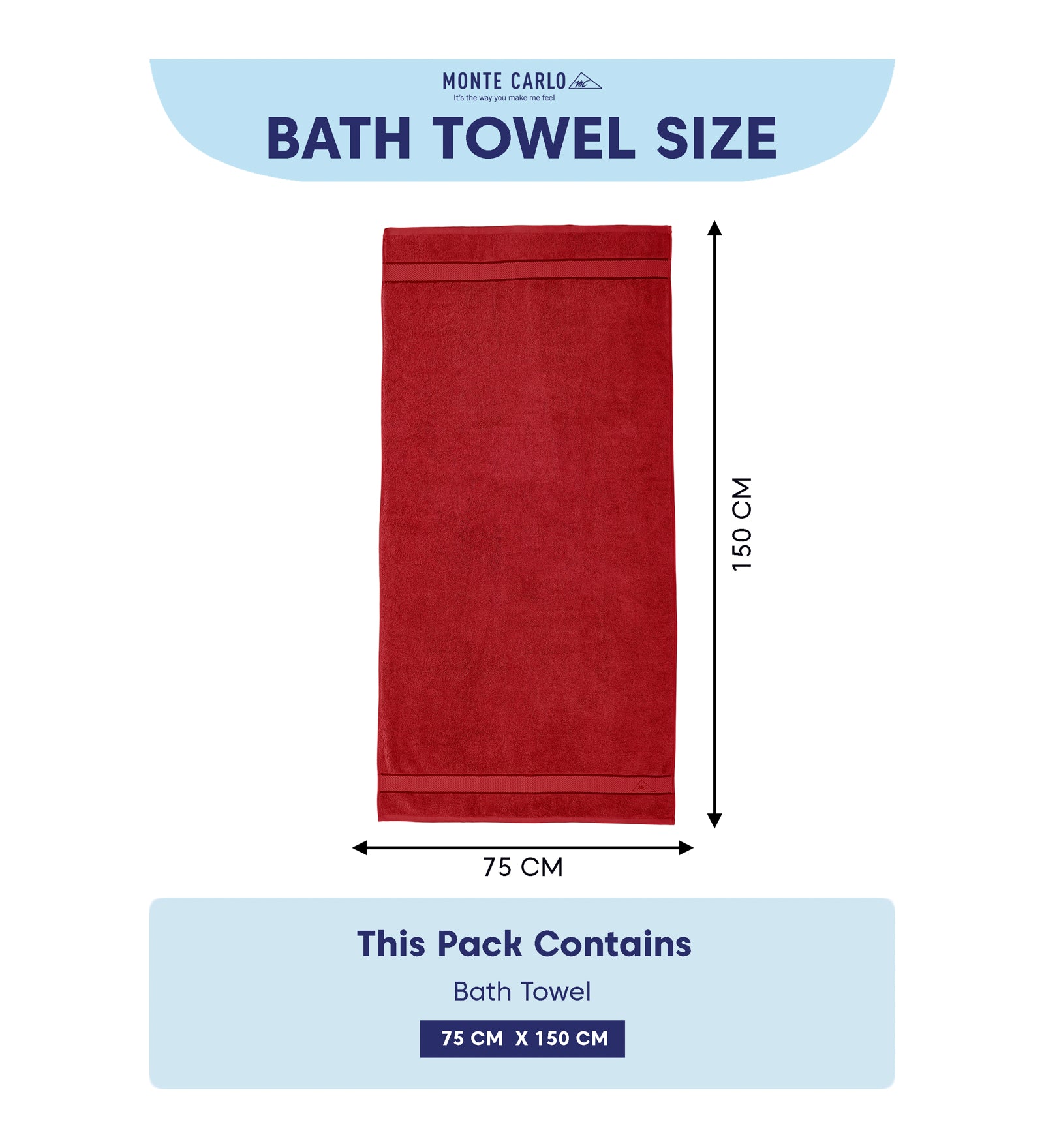 Red Pure Cotton Solid 450 GSM Bath Towel 1 Piece (Oasis Collection)