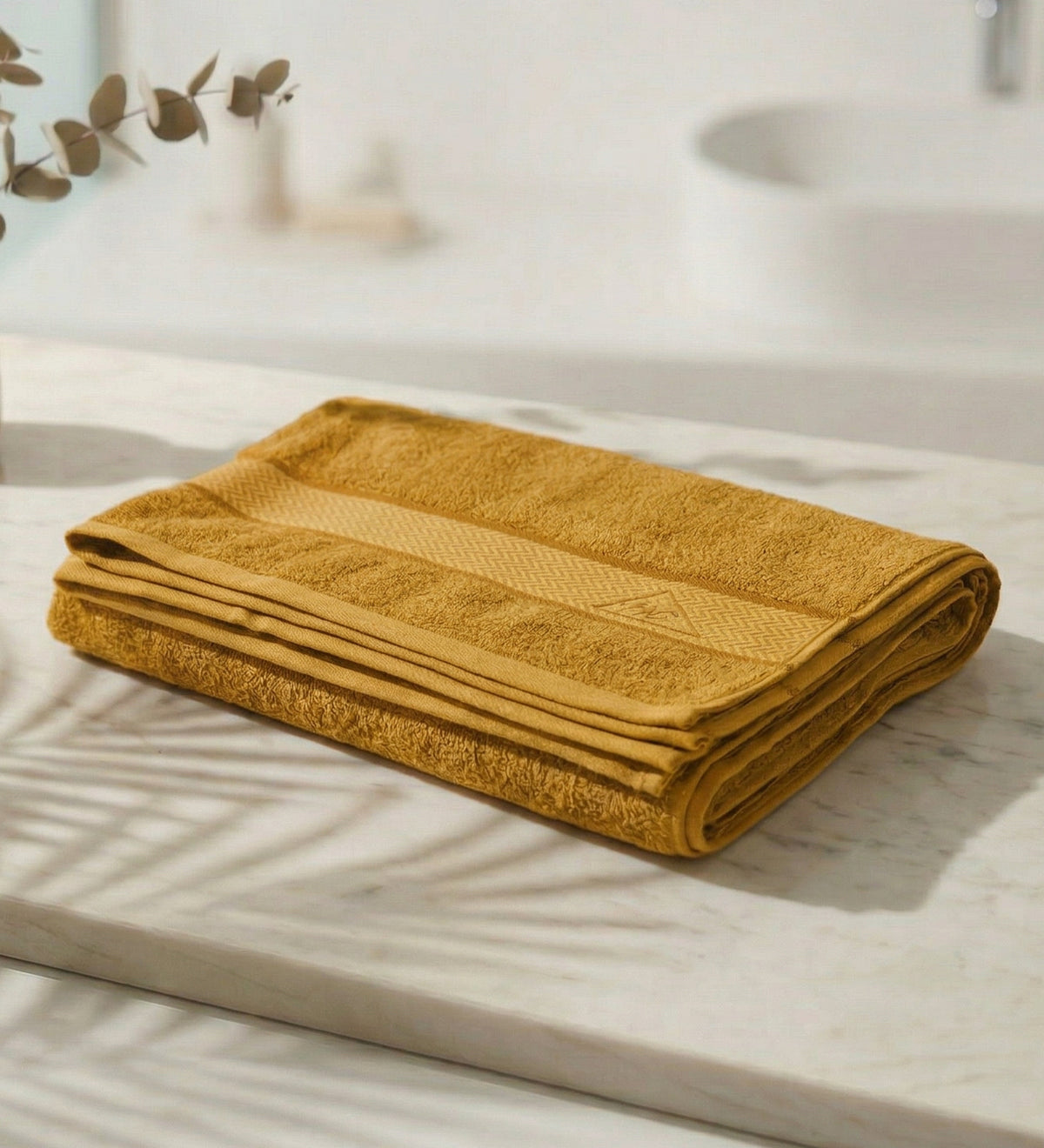 Mustard Pure Cotton Solid 450 GSM Bath Towel 1 Piece (Oasis Collection)