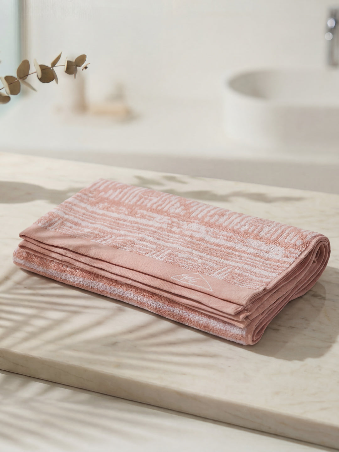 Premium Dusty Rose 100% Cotton Self Design 525 GSM Bath Towel Santorini 1 Pc Pvc Pack