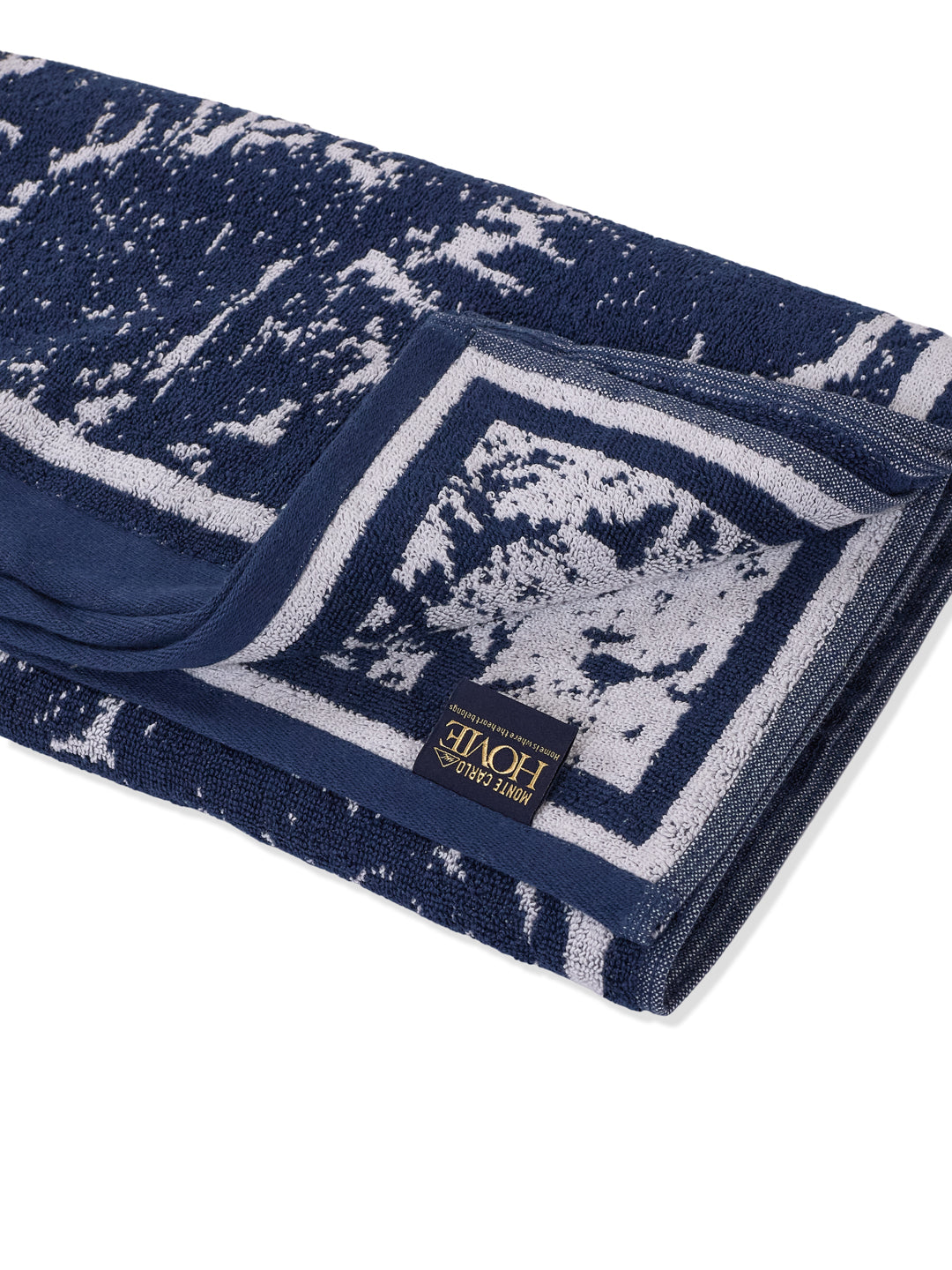 Premium Indigo Blue 100% Cotton Self Design 525 GSM Bath Towel Santorini 1 Pc Pvc Pack