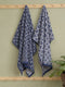 Premium Indigo Blue 100% Cotton Self Design 525 GSM Bath Towel Santorini 1 Pc Pvc Pack