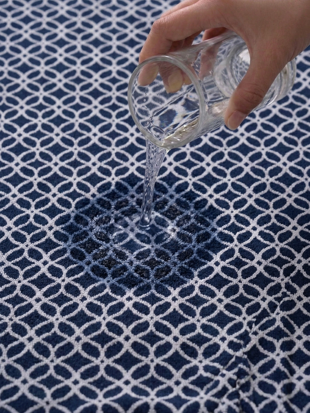 Premium Indigo Blue 100% Cotton Self Design 525 GSM Bath Towel Santorini 1 Pc Pvc Pack