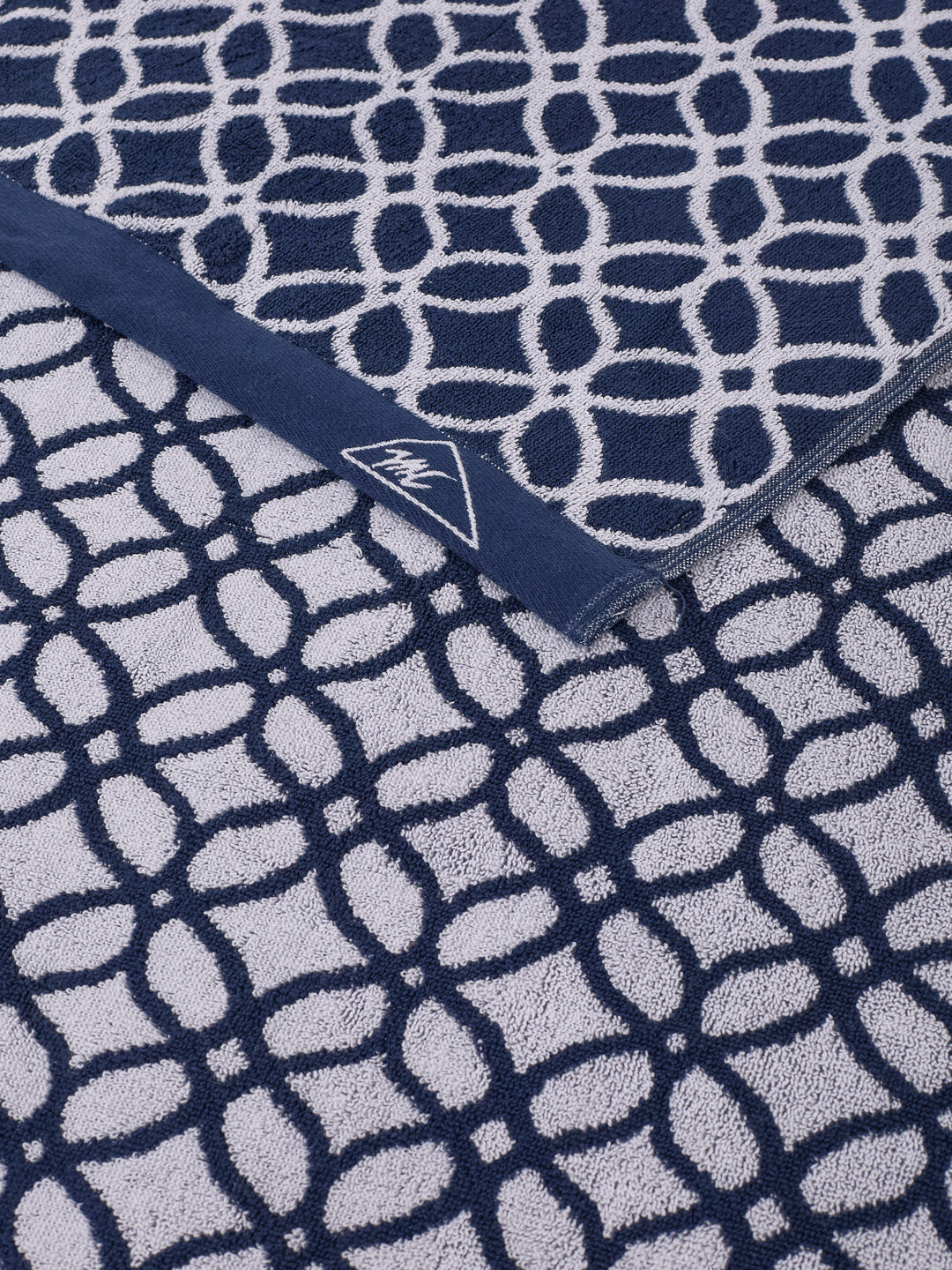 Premium Indigo Blue 100% Cotton Self Design 525 GSM Bath Towel Santorini 1 Pc Pvc Pack