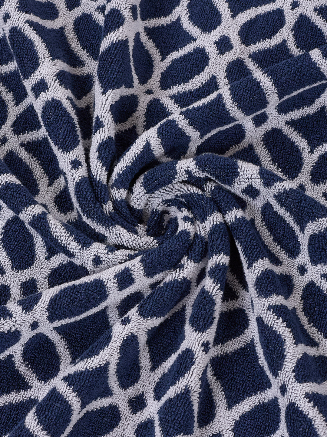 Premium Indigo Blue 100% Cotton Self Design 525 GSM Bath Towel Santorini 1 Pc Pvc Pack