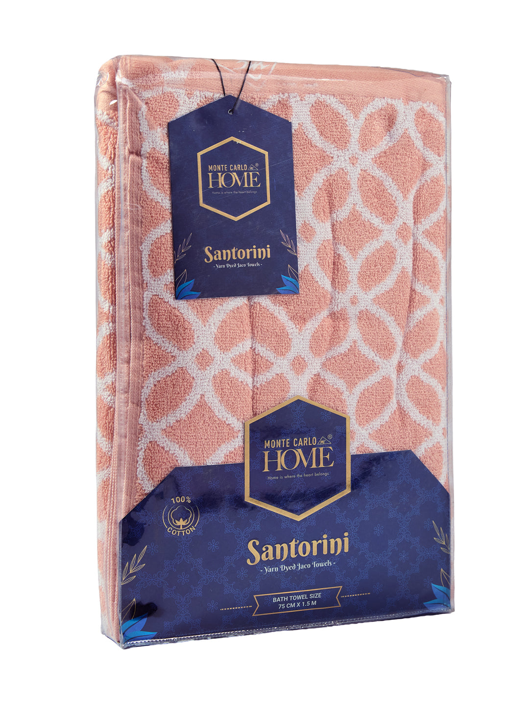 Premium Dusty Rose 100% Cotton Self Design 525 GSM Bath Towel Santorini 1 Pc Pvc Pack