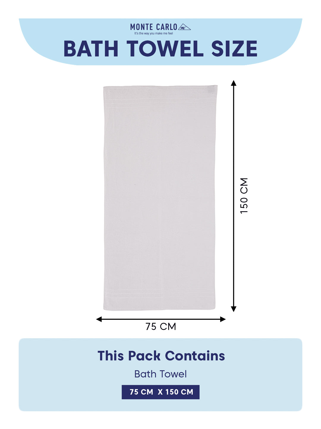 Essential White 100% Cotton Solid 340 GSM Bath Towel Soho 1 Pc Pvc Pack