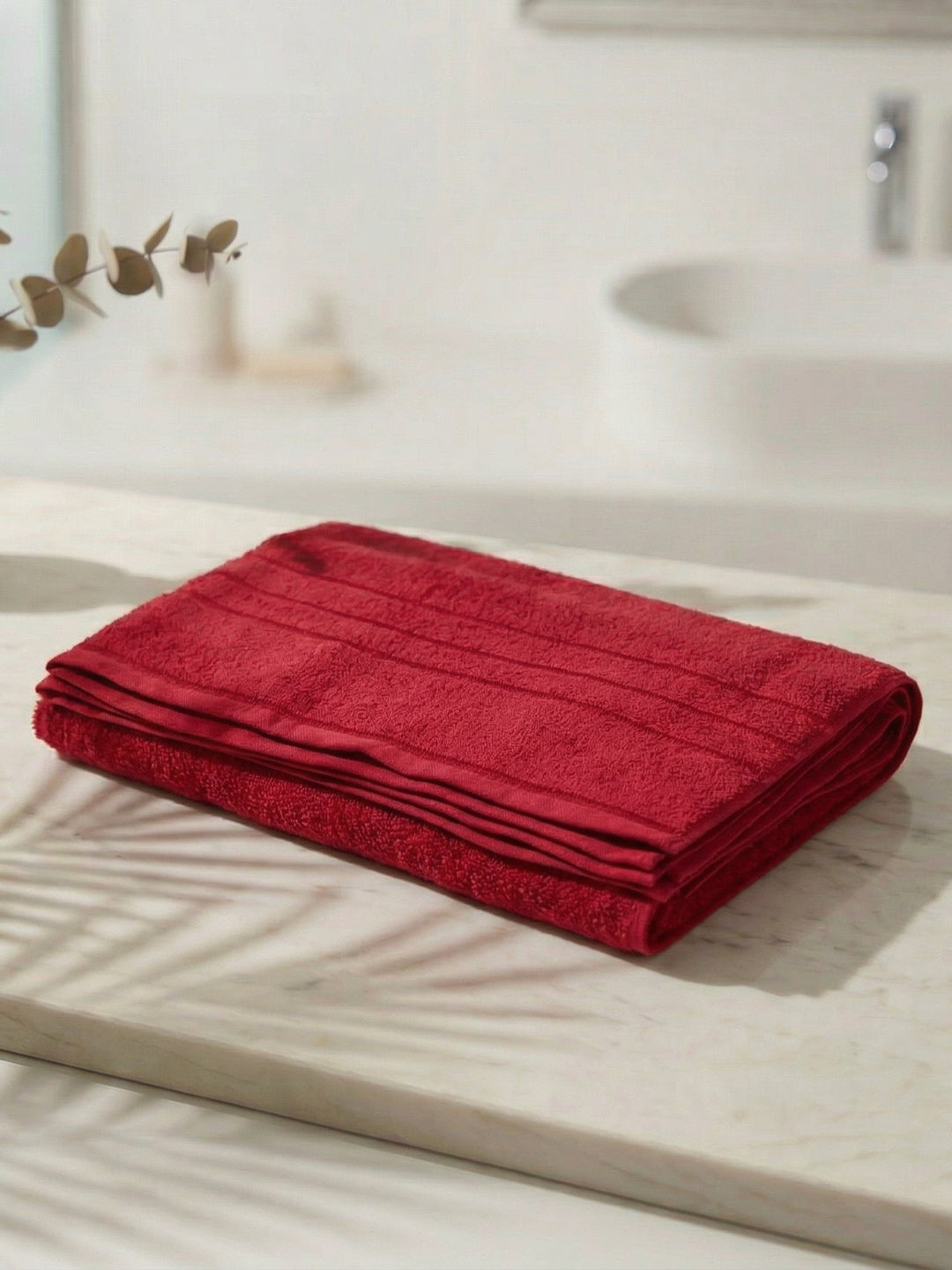 Essential Maroon 100% Cotton Solid 340 GSM Bath Towel Soho 1 Pc Pvc Pack