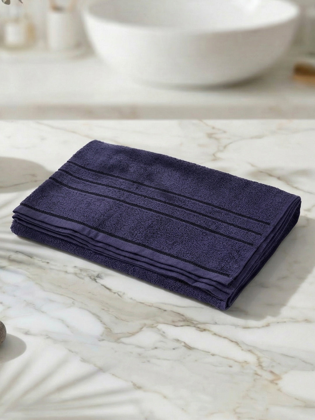 Essential Navy Blue 100% Cotton Solid 340 GSM Bath Towel Soho 1 Pc Pvc Pack