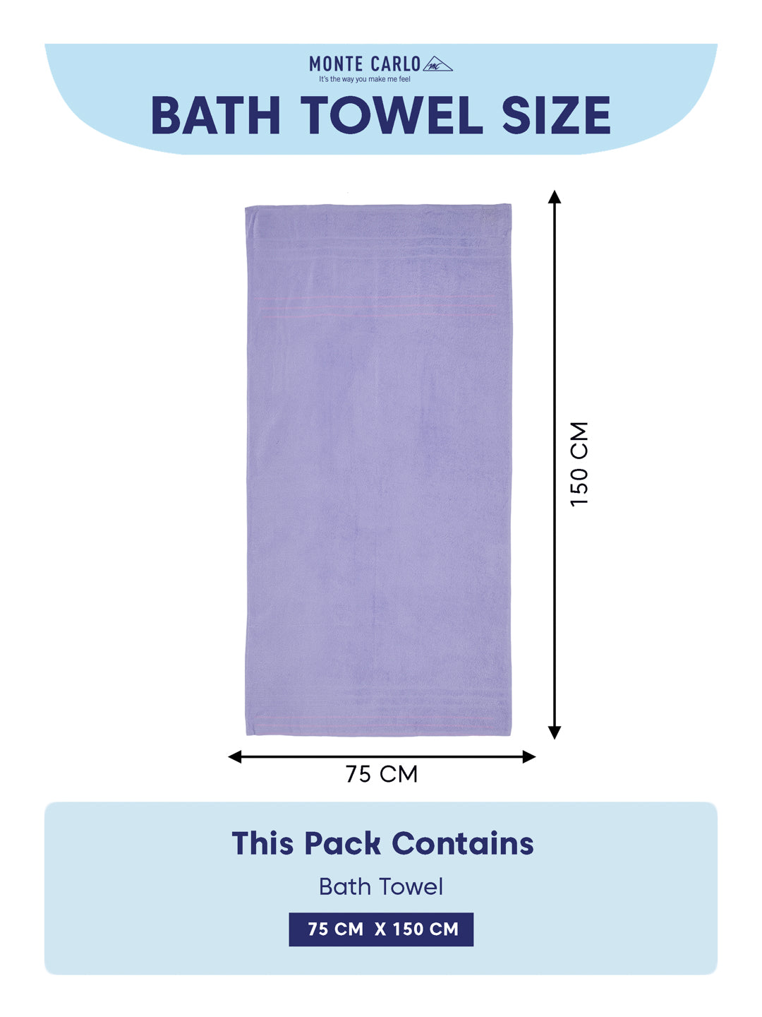 Essential Light Blue 100% Cotton Solid 340 GSM Bath Towel Soho 1 Pc Pvc Pack