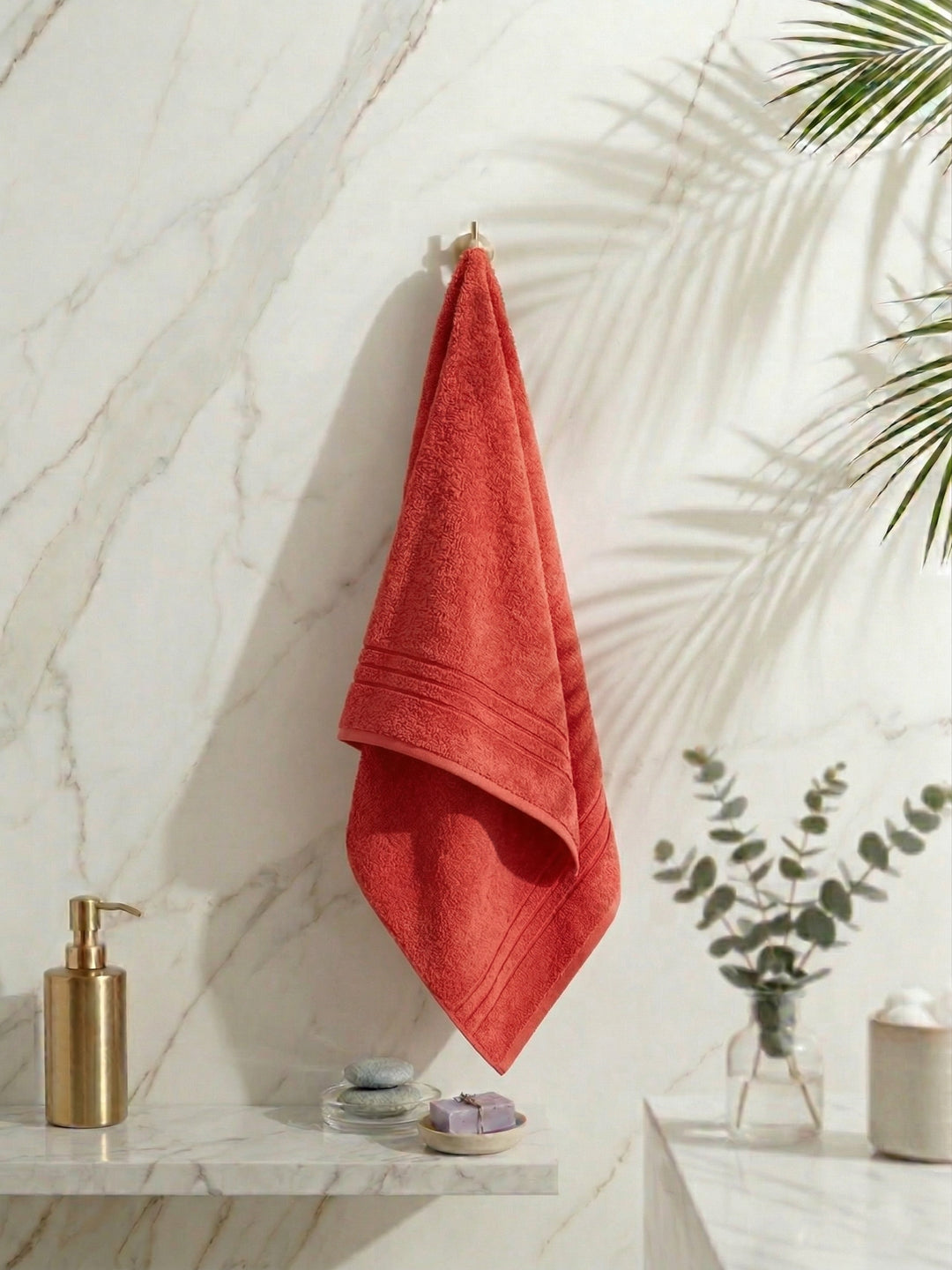 Essential Red 100% Cotton Solid 340 GSM Bath Towel Soho 1 Pc Pvc Pack