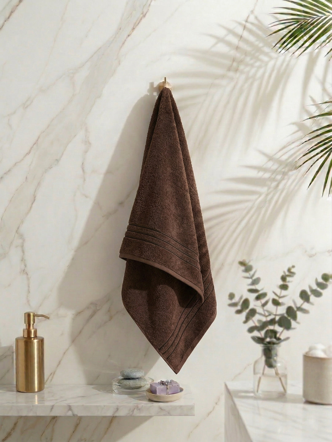 Essential Dark Brown 100% Cotton Solid 340 GSM Bath Towel Soho 1 Pc Pvc Pack