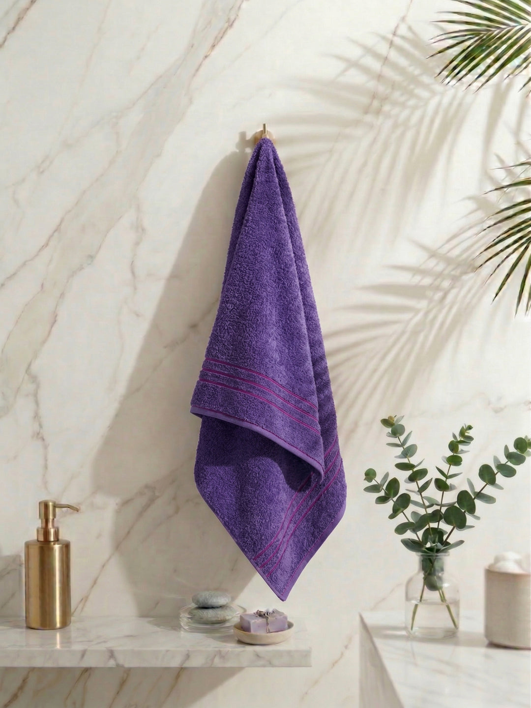 Essential Purple 100% Cotton Solid 340 GSM Bath Towel Soho 1 Pc Pvc Pack