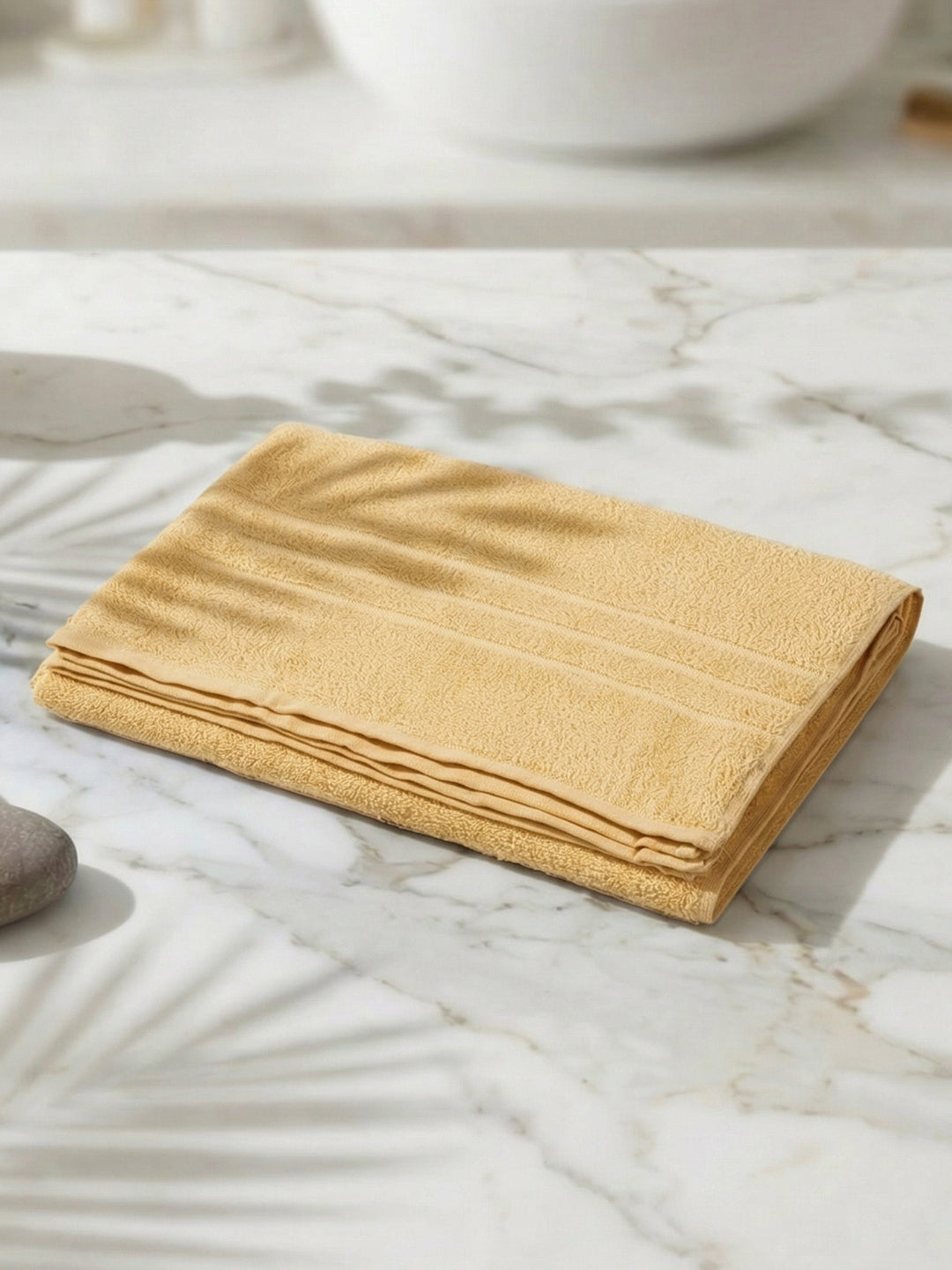 Essential Lemon Yellow 100% Cotton Solid 340 GSM Bath Towel Soho 1 Pc Pvc Pack