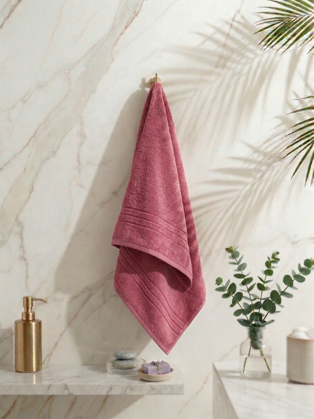 Essential Dusty Rose 100% Cotton Solid 340 GSM Bath Towel Soho 1 Pc Pvc Pack