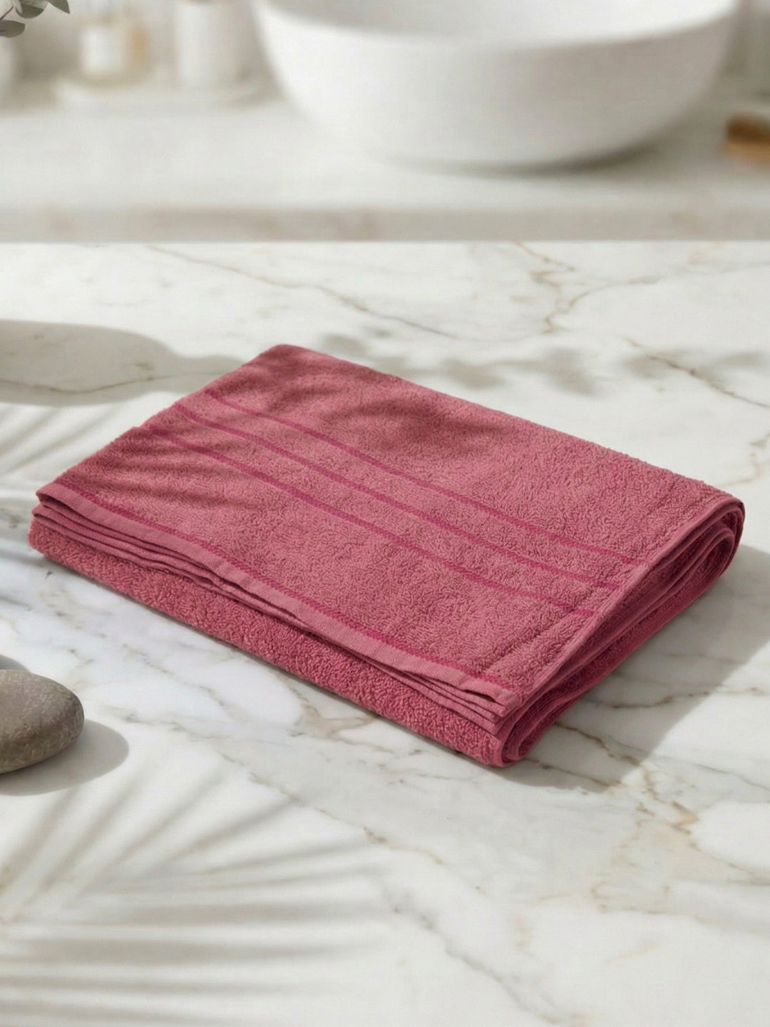 Essential Dusty Rose 100% Cotton Solid 340 GSM Bath Towel Soho 1 Pc Pvc Pack