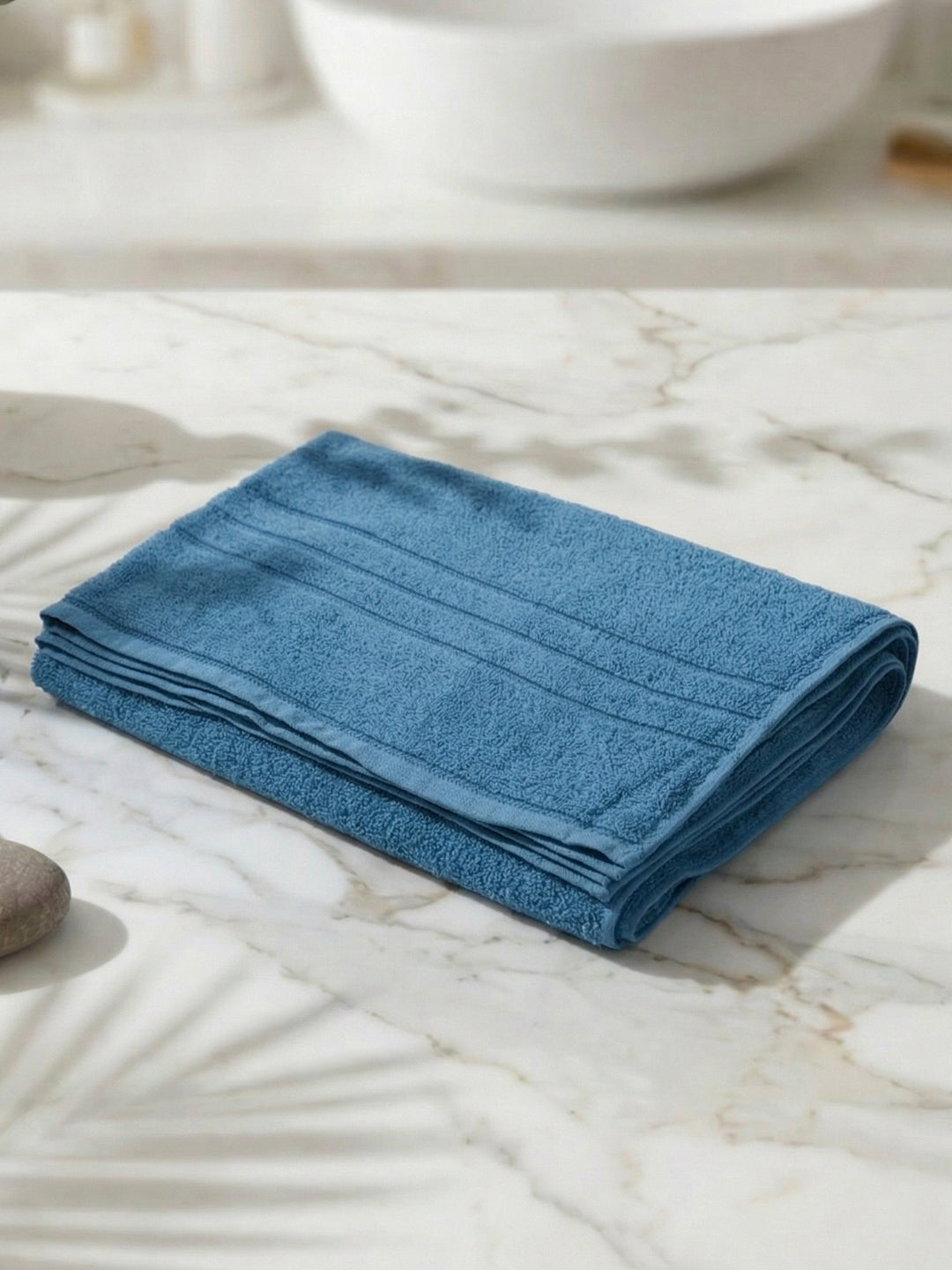 Essential Blue 100% Cotton Solid 340 GSM Bath Towel Soho 1 Pc Pvc Pack