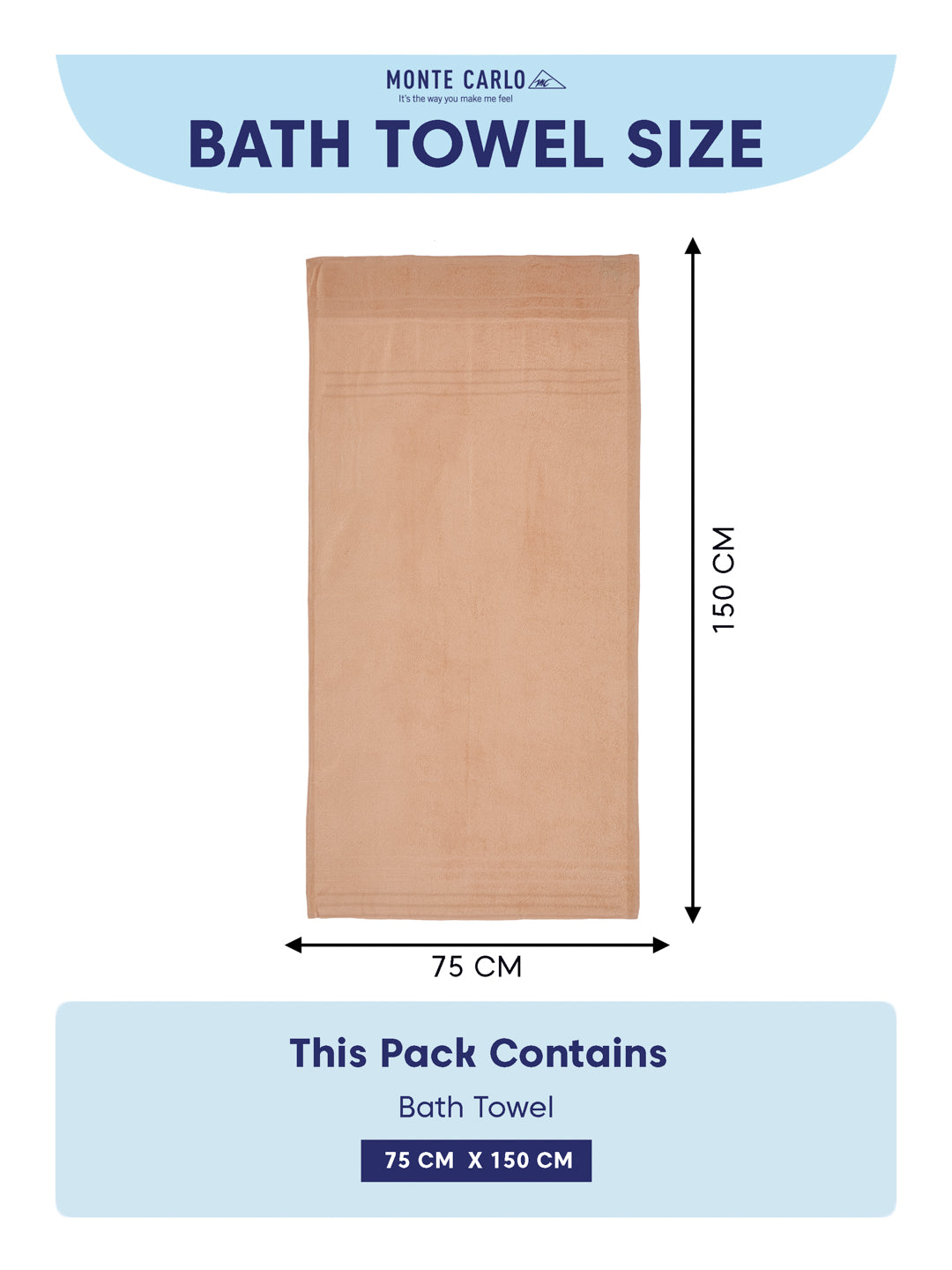 Essential Camel Brown 100% Cotton Solid 340 GSM Bath Towel Soho 1 Pc Pvc Pack