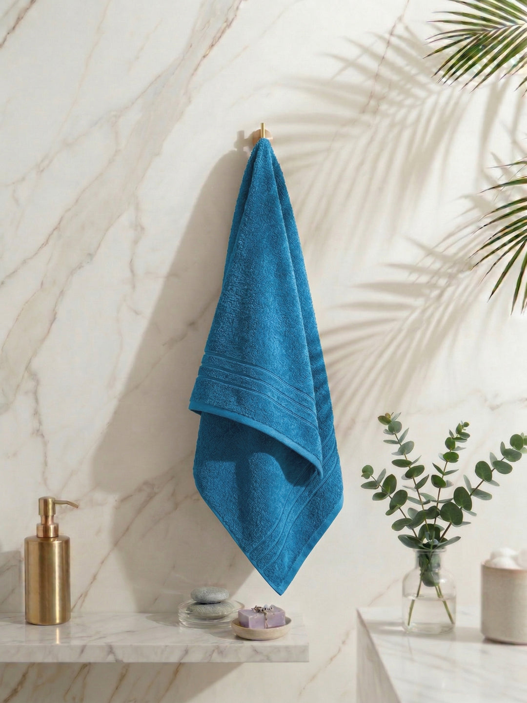 Essential Turquoise Blue 100% Cotton Solid 340 GSM Bath Towel Soho 1 Pc Pvc Pack