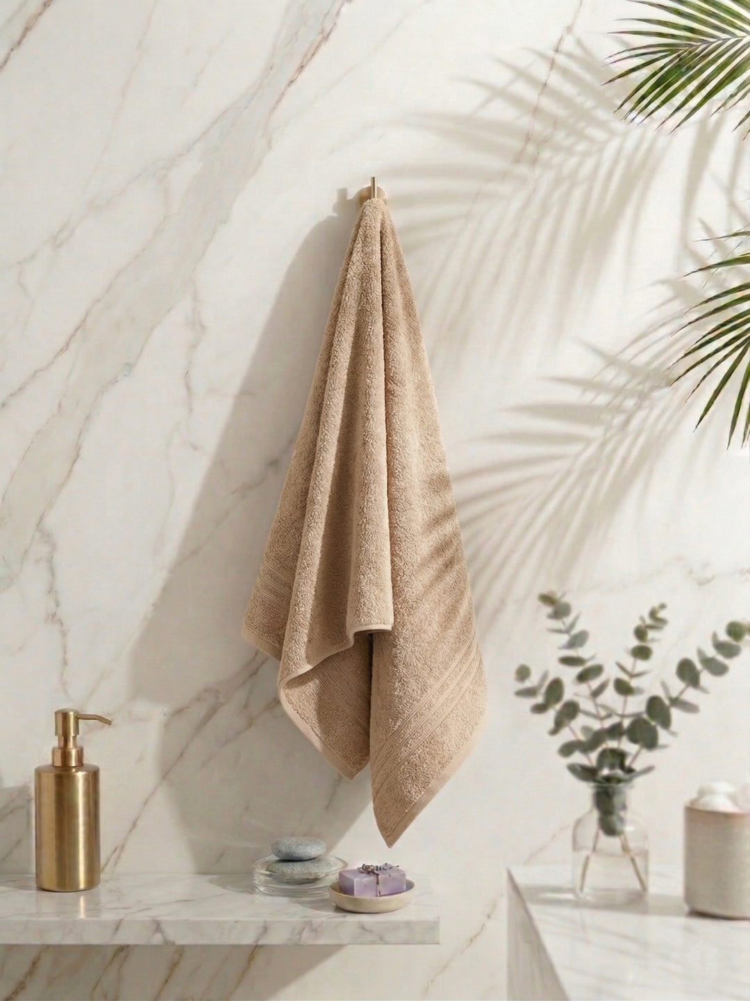 Essential Beige 100% Cotton Solid 340 GSM Bath Towel Soho 1 Pc Pvc Pack