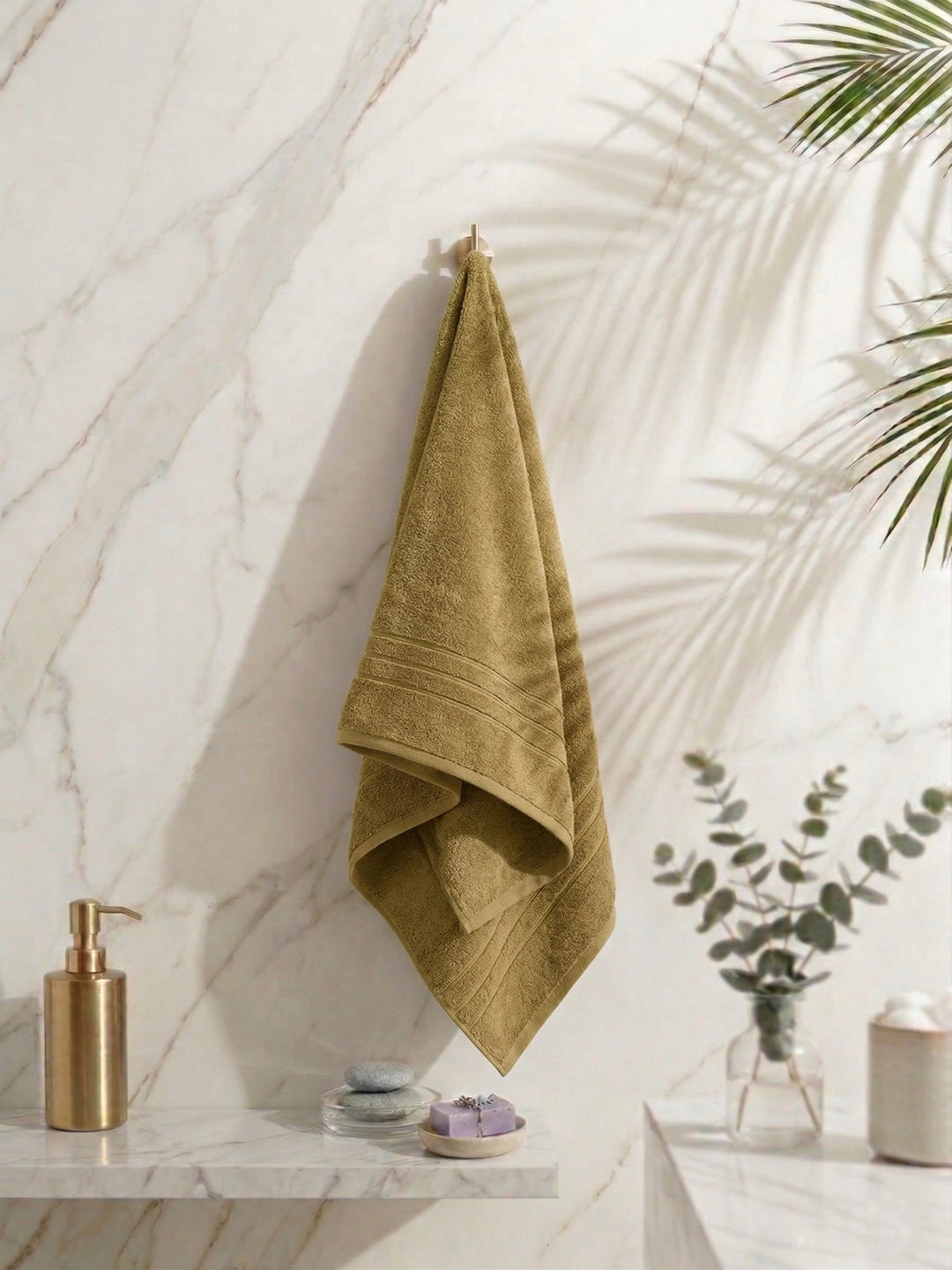 Essential Khaki 100% Cotton Solid 340 GSM Bath Towel Soho 1 Pc Pvc Pack