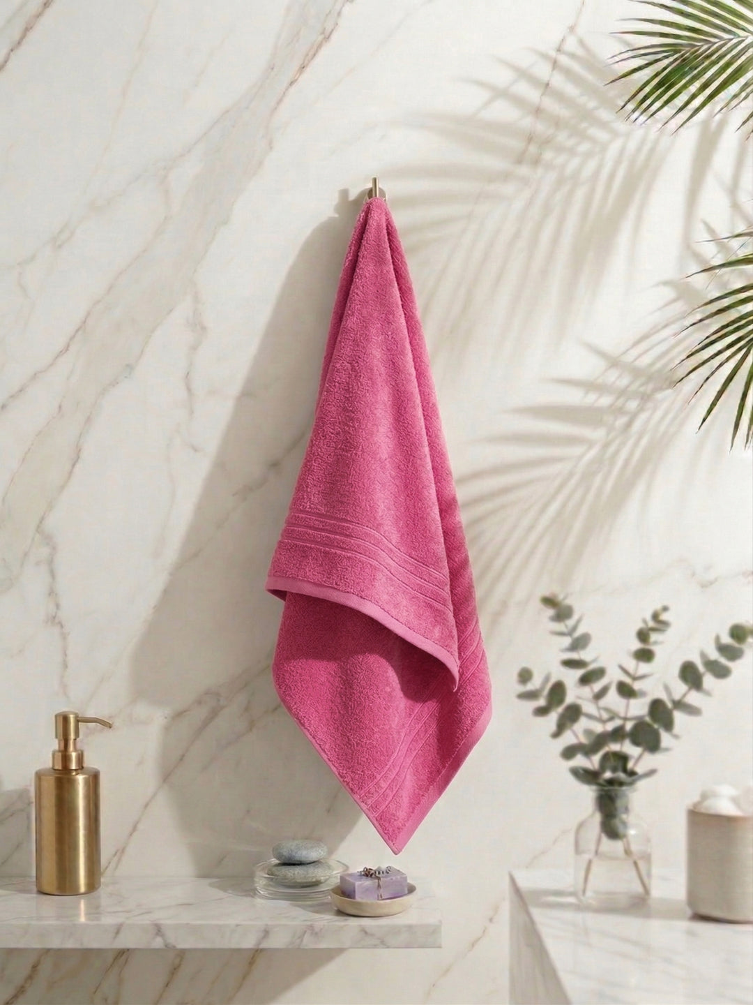 Essential Pink 100% Cotton Solid 340 GSM Bath Towel Soho 1 Pc Pvc Pack