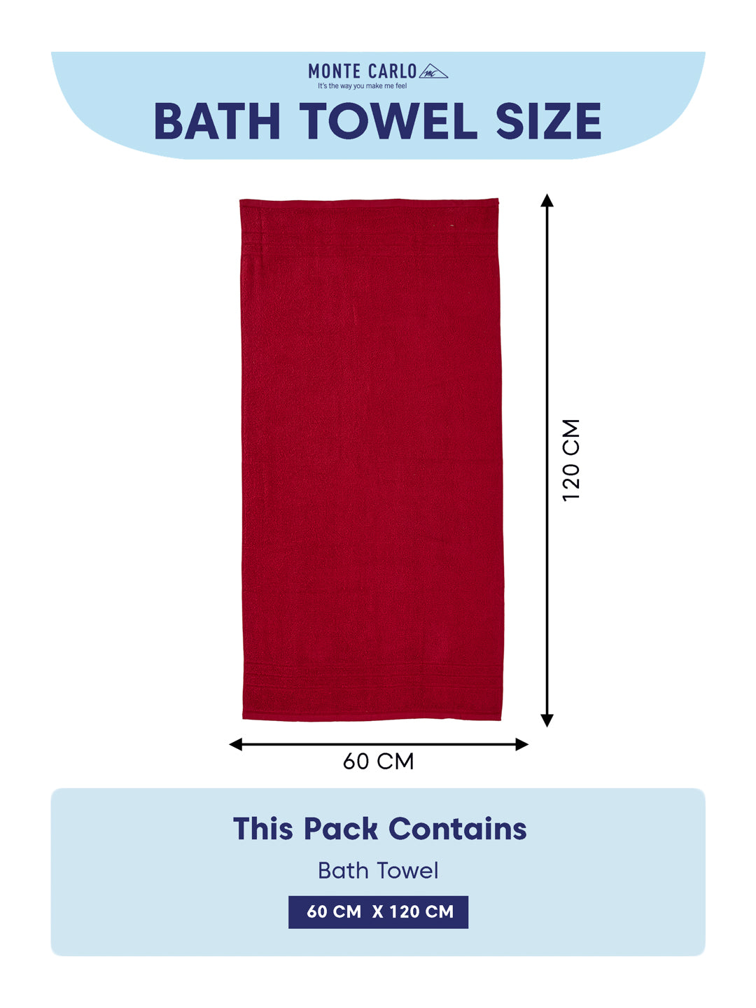 Essential Maroon 100% Cotton Solid 340 GSM Bath Towel Soho Small 1 Pc Pvc Pack
