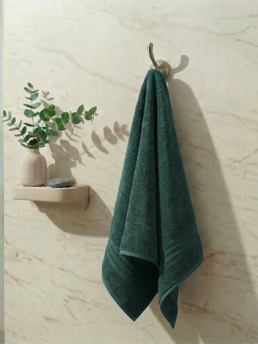 Essential Green 100% Cotton Solid 340 GSM Bath Towel Soho Small 1 Pc Pvc Pack