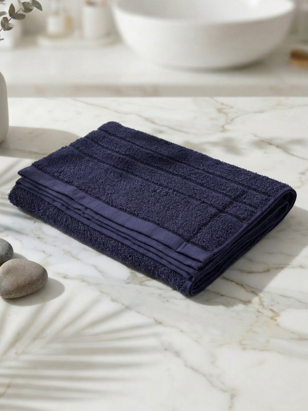 Essential Navy Blue 100% Cotton Solid 340 GSM Bath Towel Soho Small 1 Pc Pvc Pack