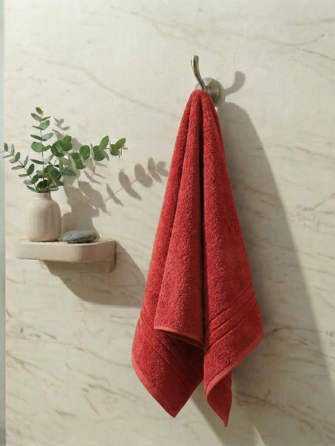 Essential Red 100% Cotton Solid 340 GSM Bath Towel Soho Small 1 Pc Pvc Pack