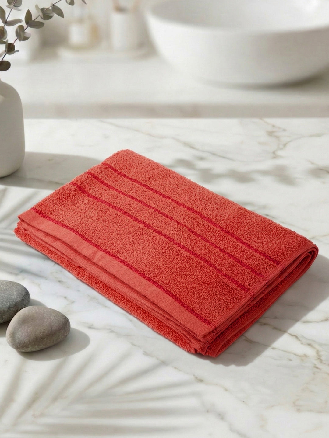 Essential Red 100% Cotton Solid 340 GSM Bath Towel Soho Small 1 Pc Pvc Pack