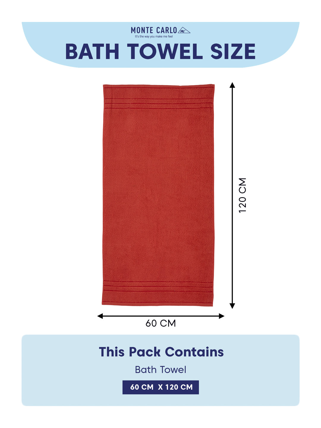 Essential Red 100% Cotton Solid 340 GSM Bath Towel Soho Small 1 Pc Pvc Pack
