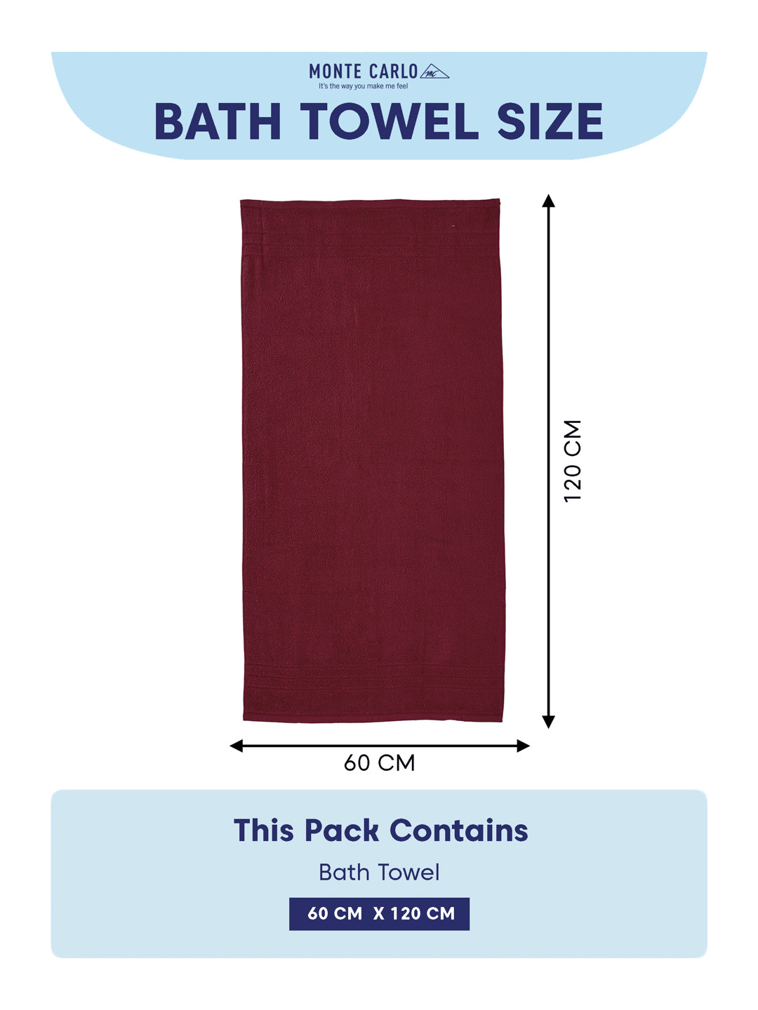 Essential Red 100% Cotton Solid 340 GSM Bath Towel Soho Small 1 Pc Pvc Pack