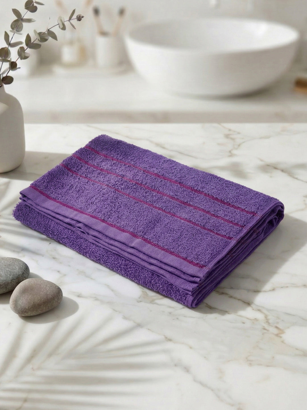 Essential Purple 100% Cotton Solid 340 GSM Bath Towel Soho Small 1 Pc Pvc Pack