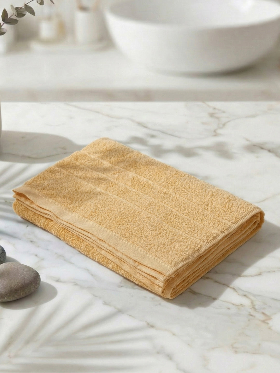 Essential Lemon Yellow 100% Cotton Solid 340 GSM Bath Towel Soho Small 1 Pc Pvc Pack