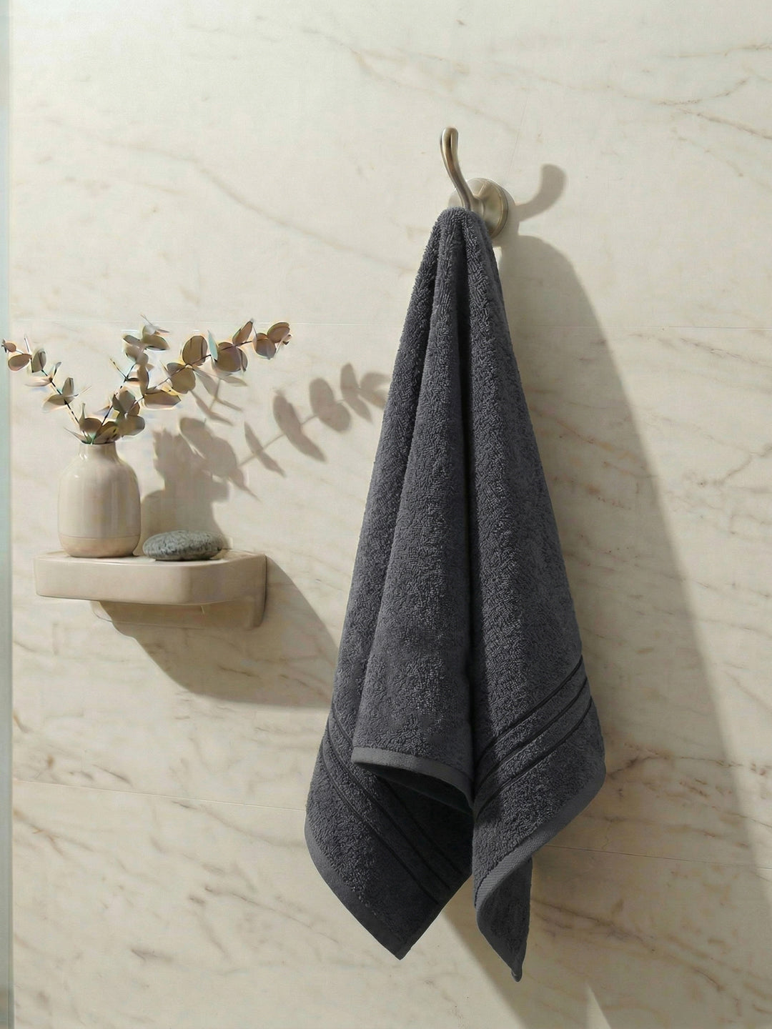 Essential Charcoal 100% Cotton Solid 340 GSM Bath Towel Soho Small 1 Pc Pvc Pack