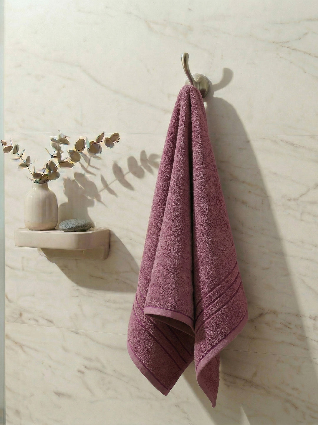 Essential Dusty Rose 100% Cotton Solid 340 GSM Bath Towel Soho Small 1 Pc Pvc Pack