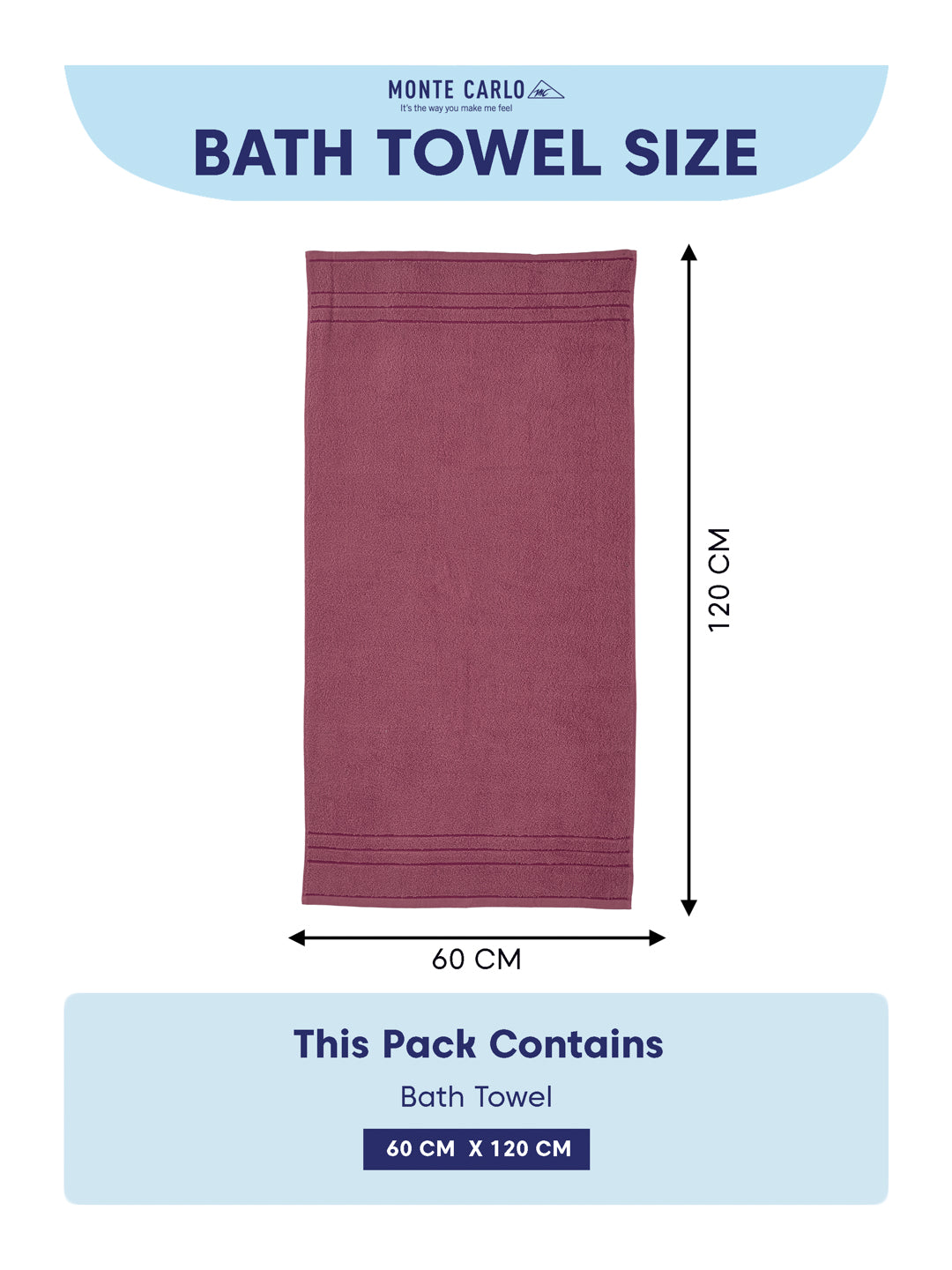 Essential Dusty Rose 100% Cotton Solid 340 GSM Bath Towel Soho Small 1 Pc Pvc Pack