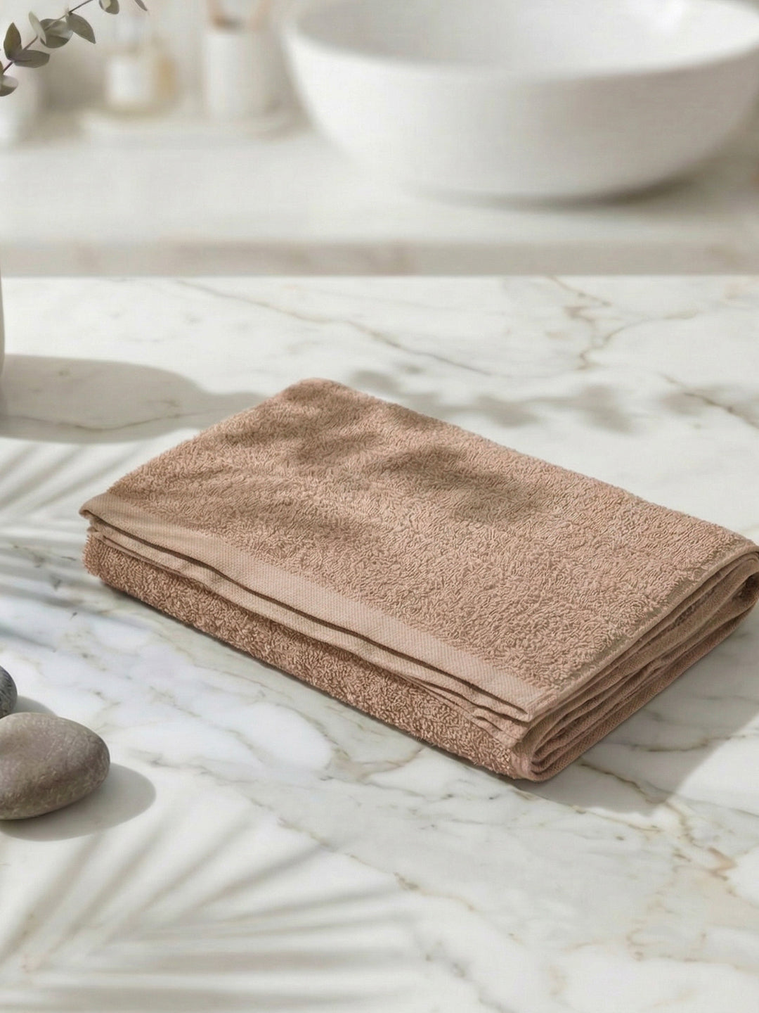 Essential Camel Brown 100% Cotton Solid 340 GSM Bath Towel Soho Small 1 Pc Pvc Pack