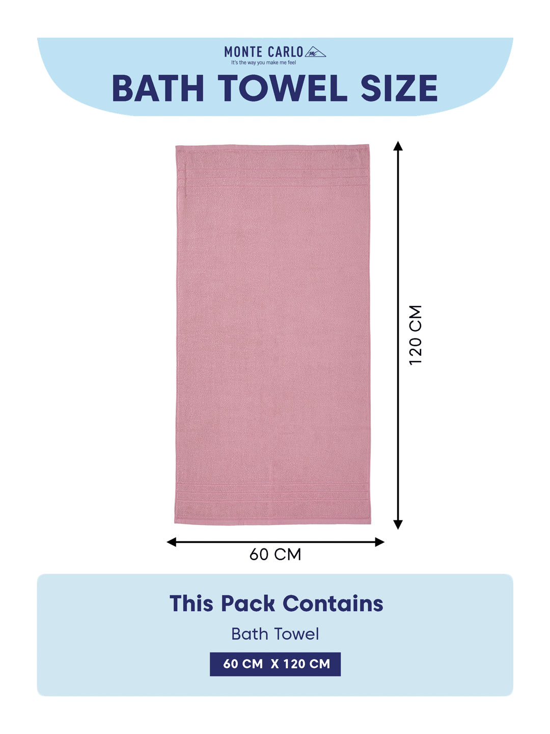 Essential Pink 100% Cotton Solid 340 GSM Bath Towel Soho Small 1 Pc Pvc Pack