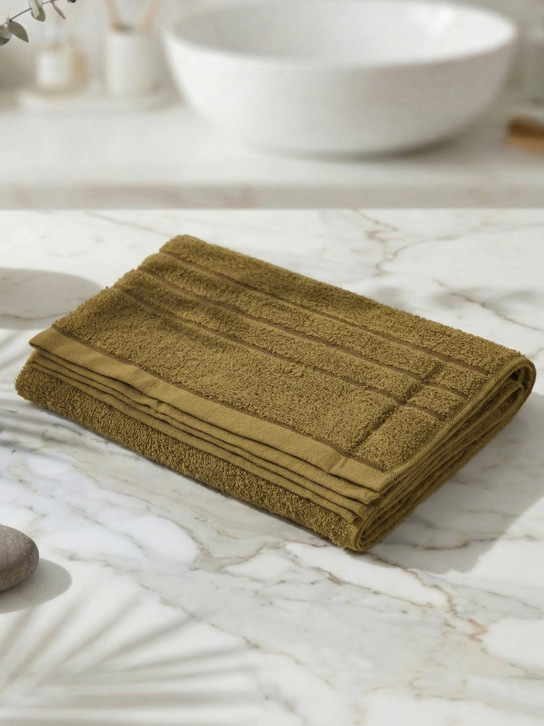 Essential Khaki 100% Cotton Solid 340 GSM Bath Towel Soho Small 1 Pc Pvc Pack