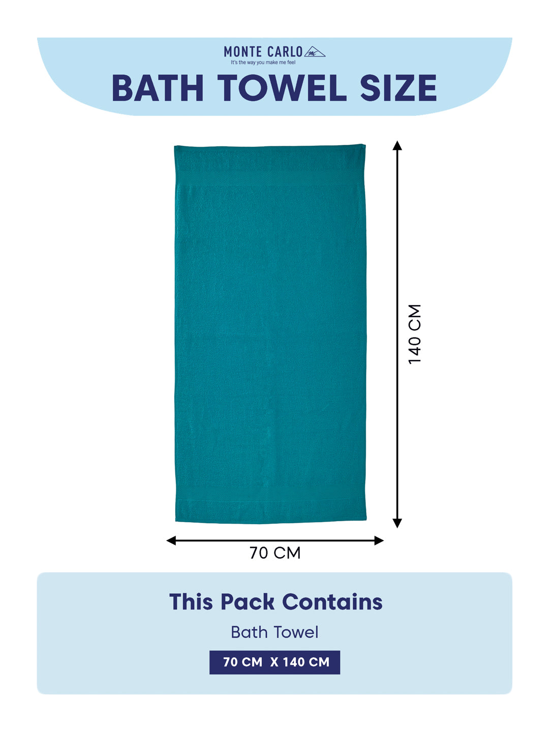 Baltic Blue 100% Cotton Solid 380 GSM Bath Towel Super Charm 3 Pc Set Gifting Box Pack