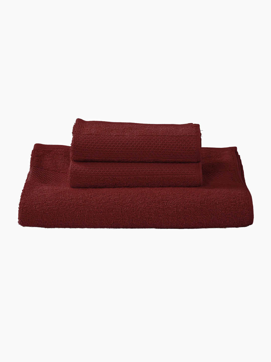 Brick Red 100% Cotton Solid 380 GSM Bath Towel Super Charm 3 Pc Set Gifting Box Pack