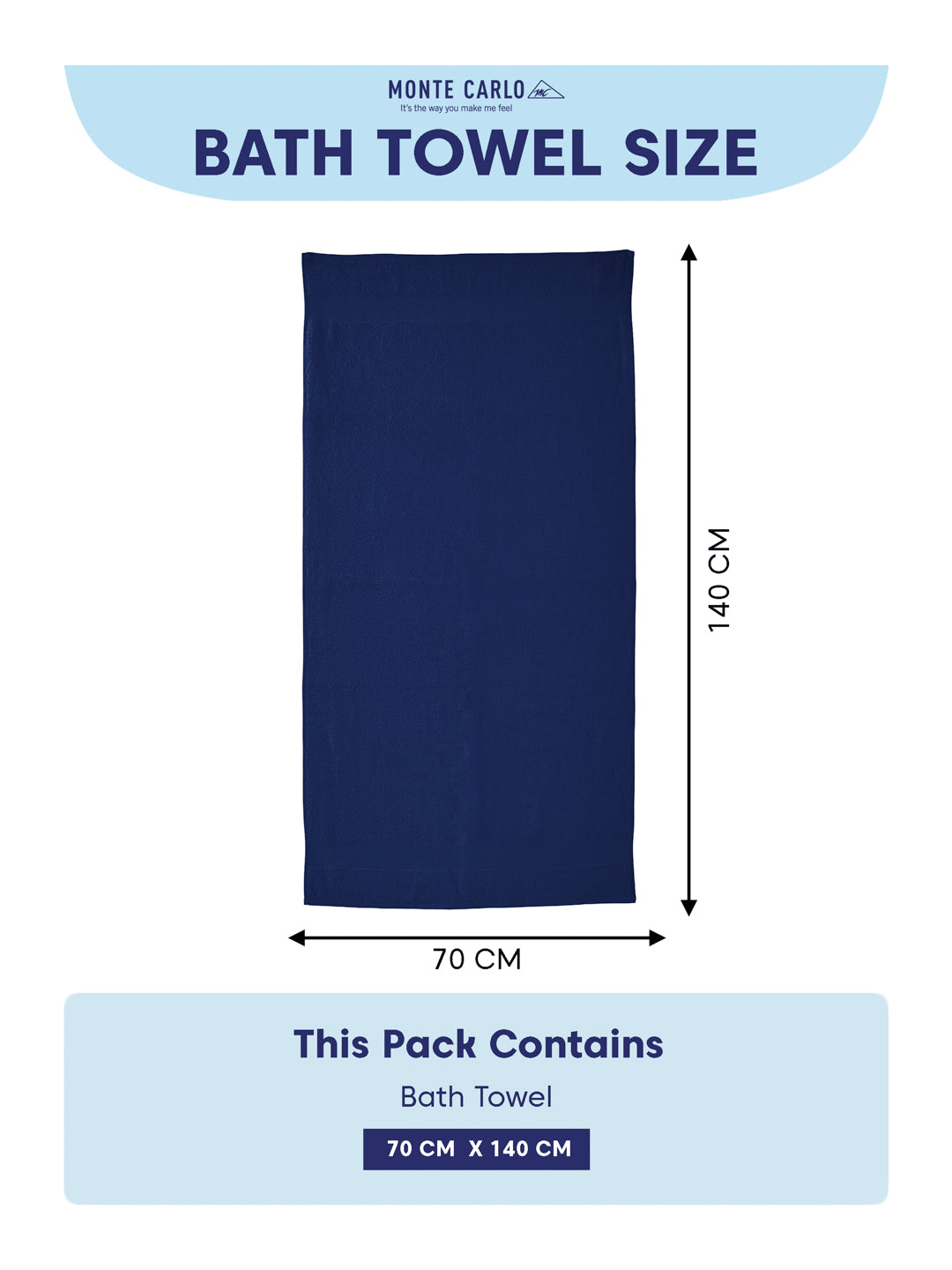 Twilight Blue 100% Cotton Solid 380 GSM Bath Towel Super Charm 3 Pc Set Gifting Box Pack