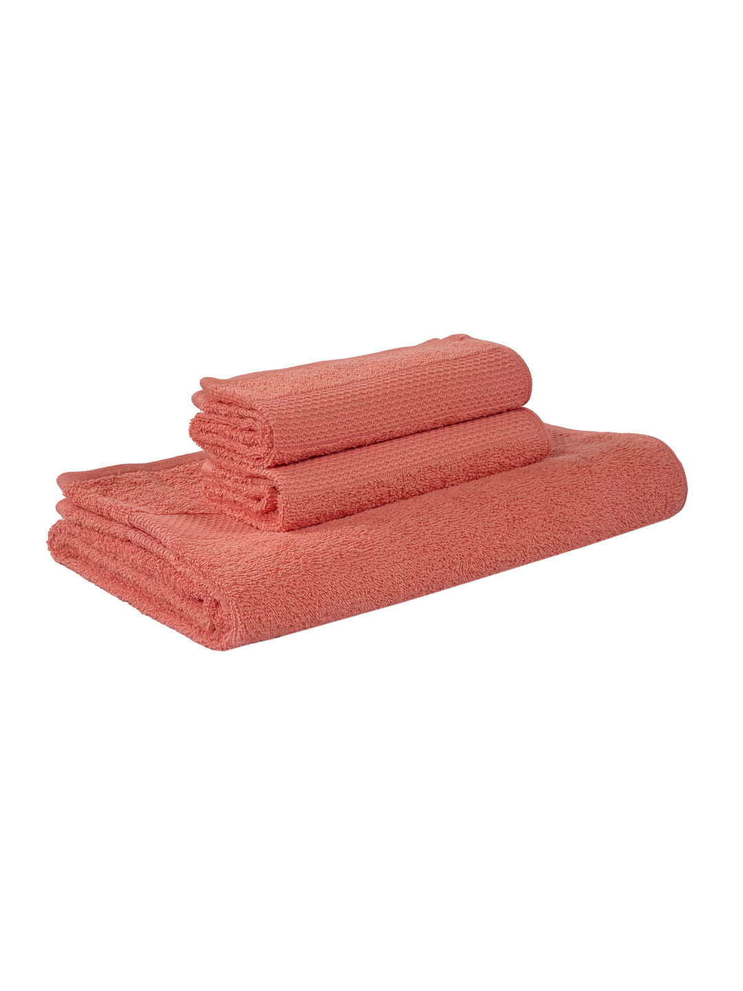 Pink 100% Cotton Solid 380 GSM Bath Towel Super Charm 3 Pc Set Gifting Box Pack