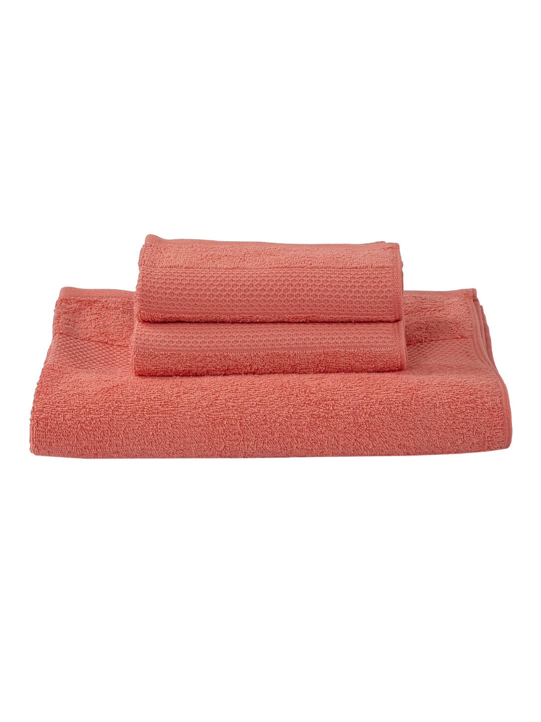 Pink 100% Cotton Solid 380 GSM Bath Towel Super Charm 3 Pc Set Gifting Box Pack