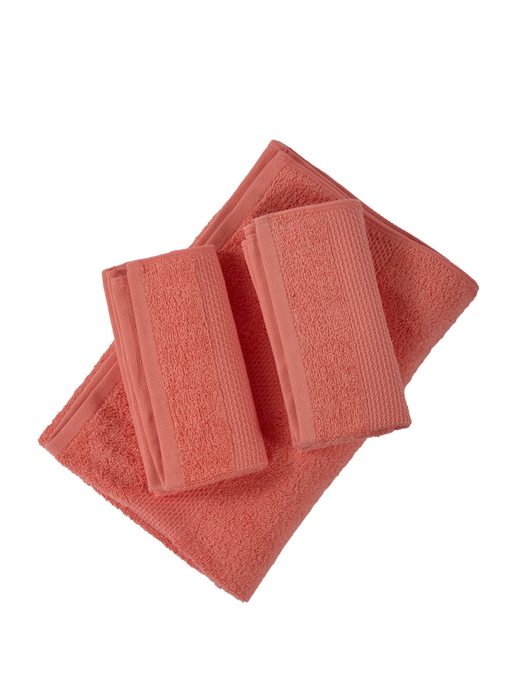 Pink 100% Cotton Solid 380 GSM Bath Towel Super Charm 3 Pc Set Gifting Box Pack