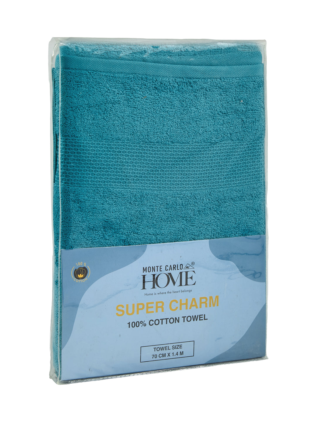Essential Baltic Blue 100% Cotton Solid 380 GSM Bath Towel Super Charm 1 Pc Pvc Pack