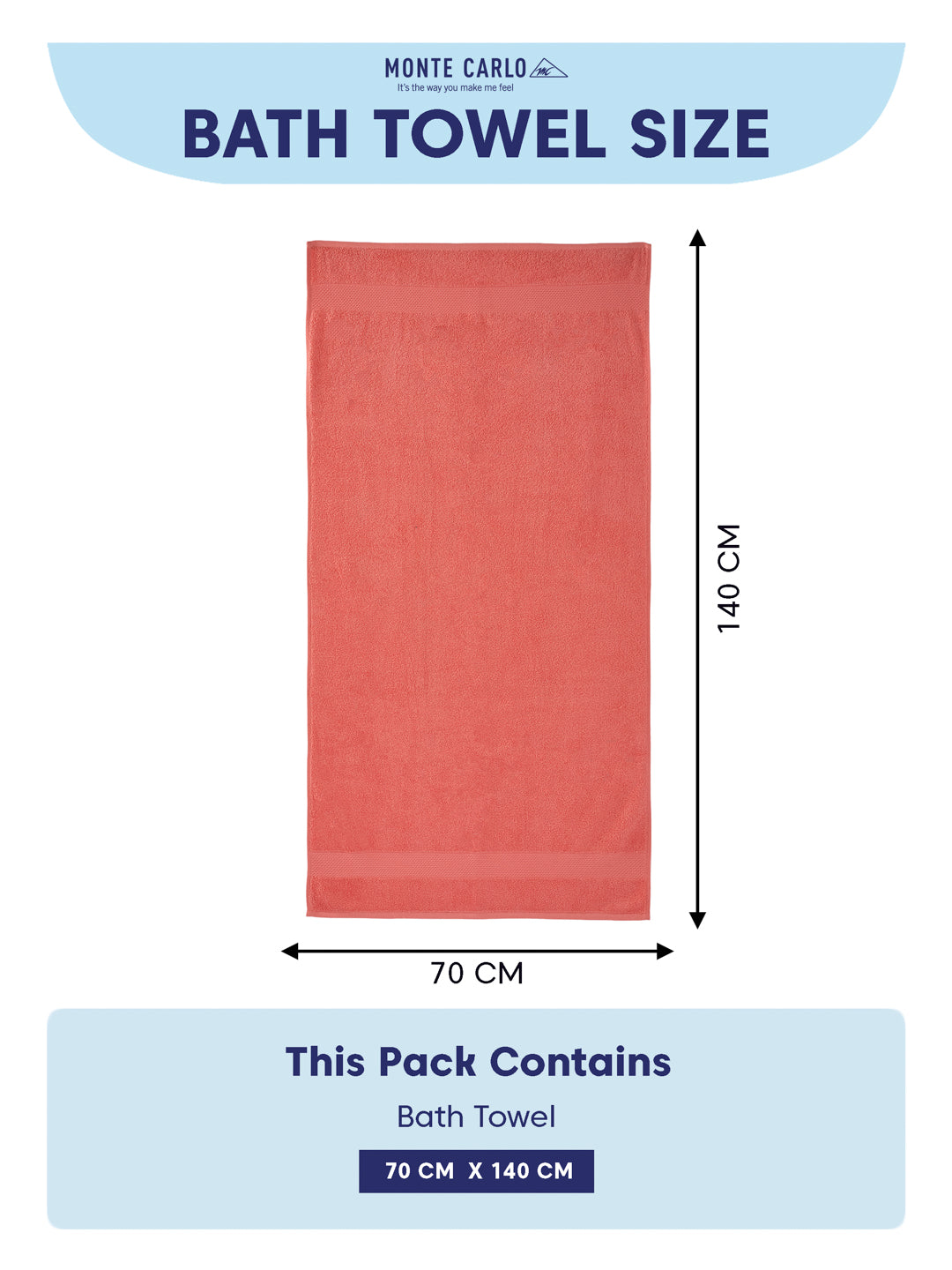 Essential Pink 100% Cotton Solid 380 GSM Bath Towel Super Charm 1 Pc Pvc Pack